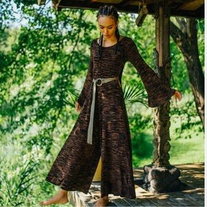 FREE PEOPLE GOLD RUSH BROWN CHENILLE ONE PIECE SIZE L